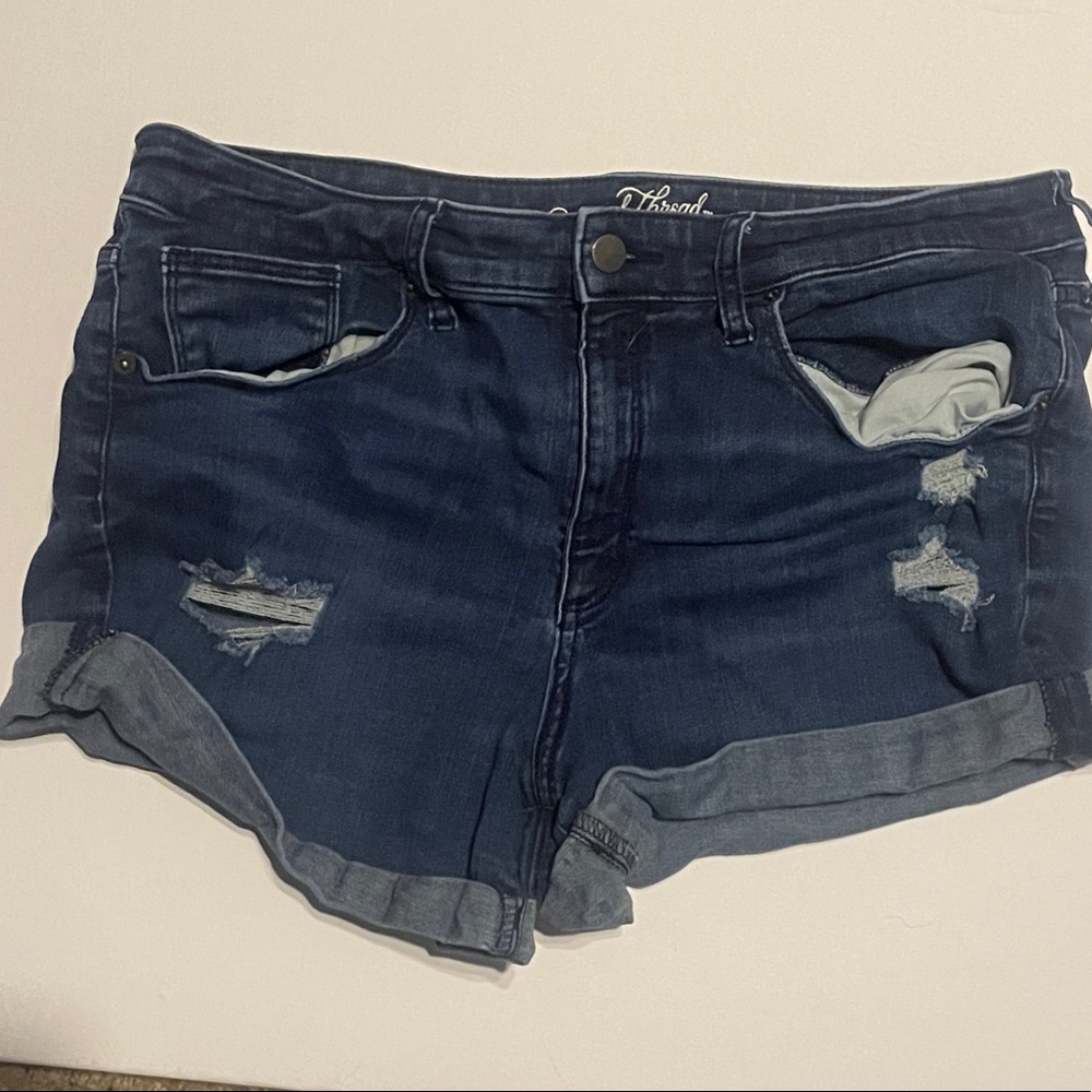 Universal Thread Dark Denim Distressed Shorts Size 14